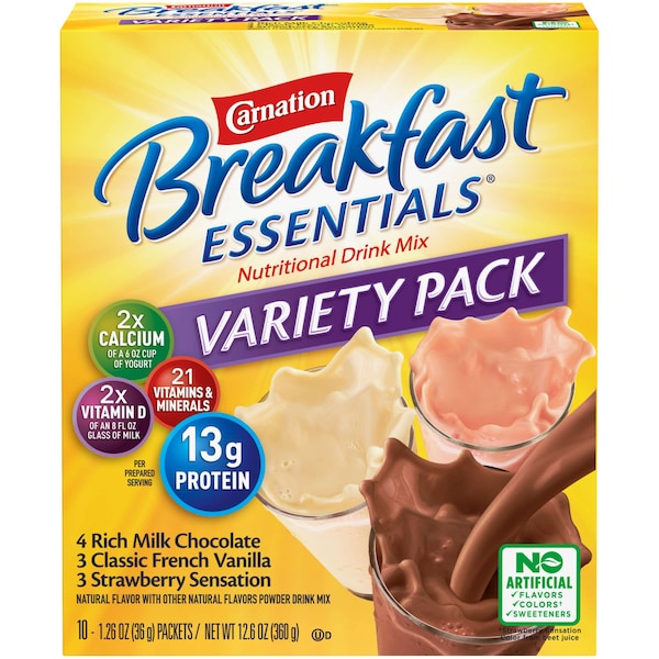 Nestle Carnation Breakfast Essentials Powder Variety Pack 1.26 oz., PK60 00050000950041U - main